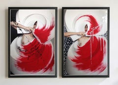 Color Origami Spiral I and II, Diptyc Intervened photographs mounted on aluminum