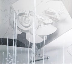 Black Girl in Origami Dress with Rooster I. Framed