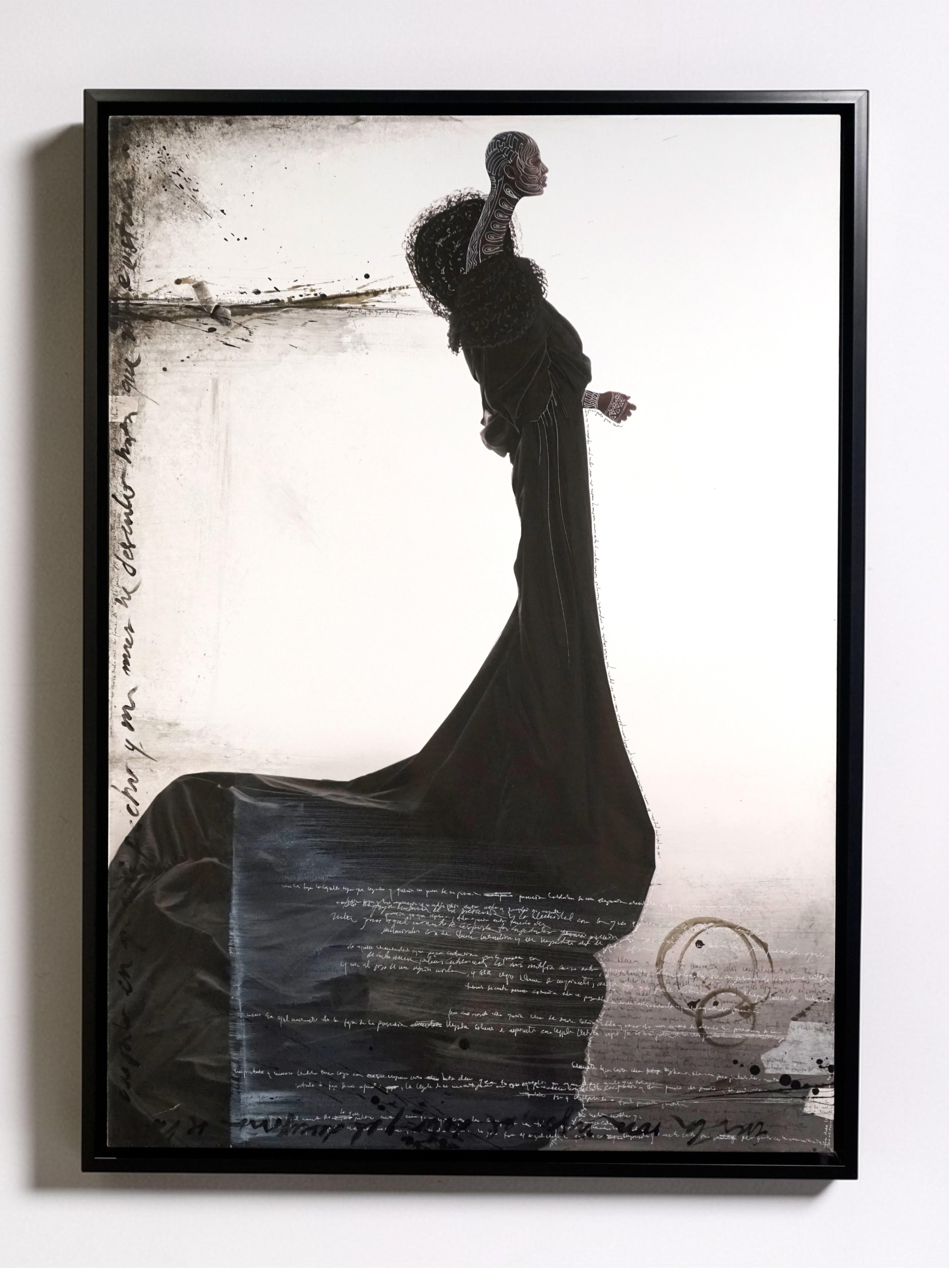 Black Rosa Canvas Artwork, One of a Kind, Hand-Intervened, 2009-2010