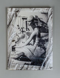 Seated Ballet. One of a kind intervened photograph mounted on aluminum