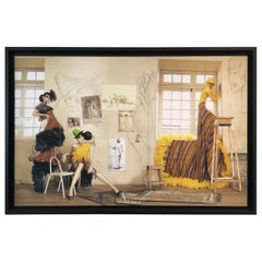 Haute Colour Yellow Dress. one of a kind artwork intervened by the artist. Framed
