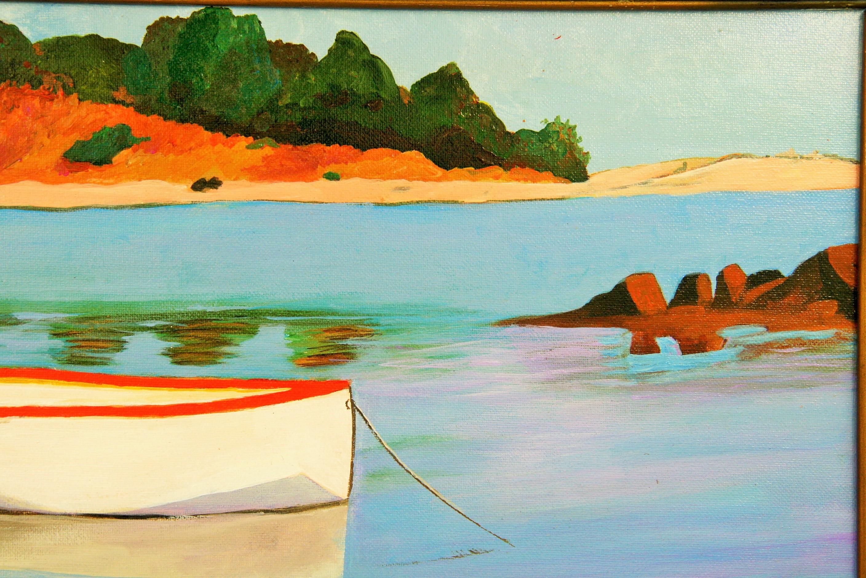 3563B    Acrylic on canvas set in a vintage wood frame
