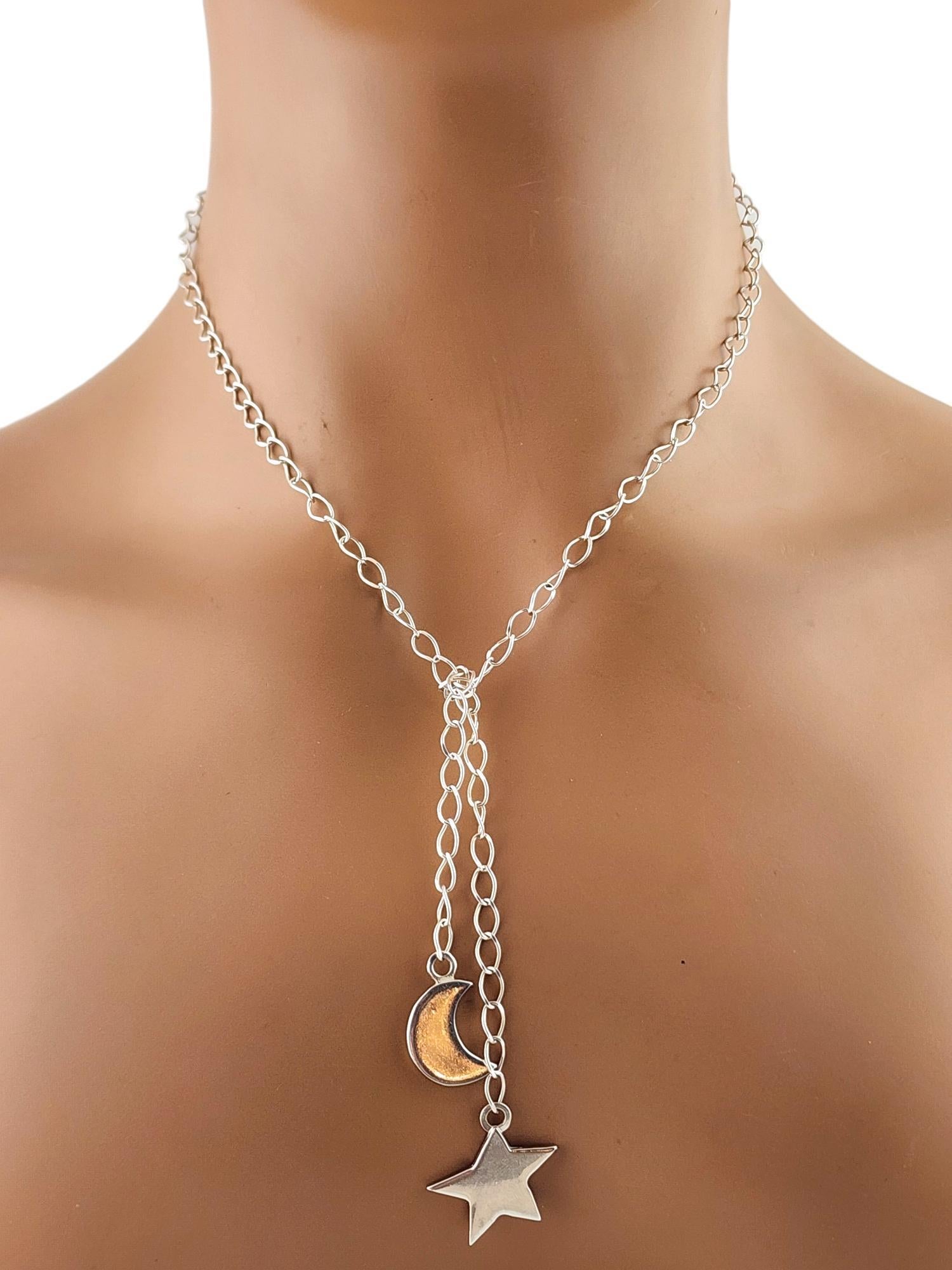 EFVA Sterling Silver Moon and Star Lariat Necklace #18470 For Sale 3