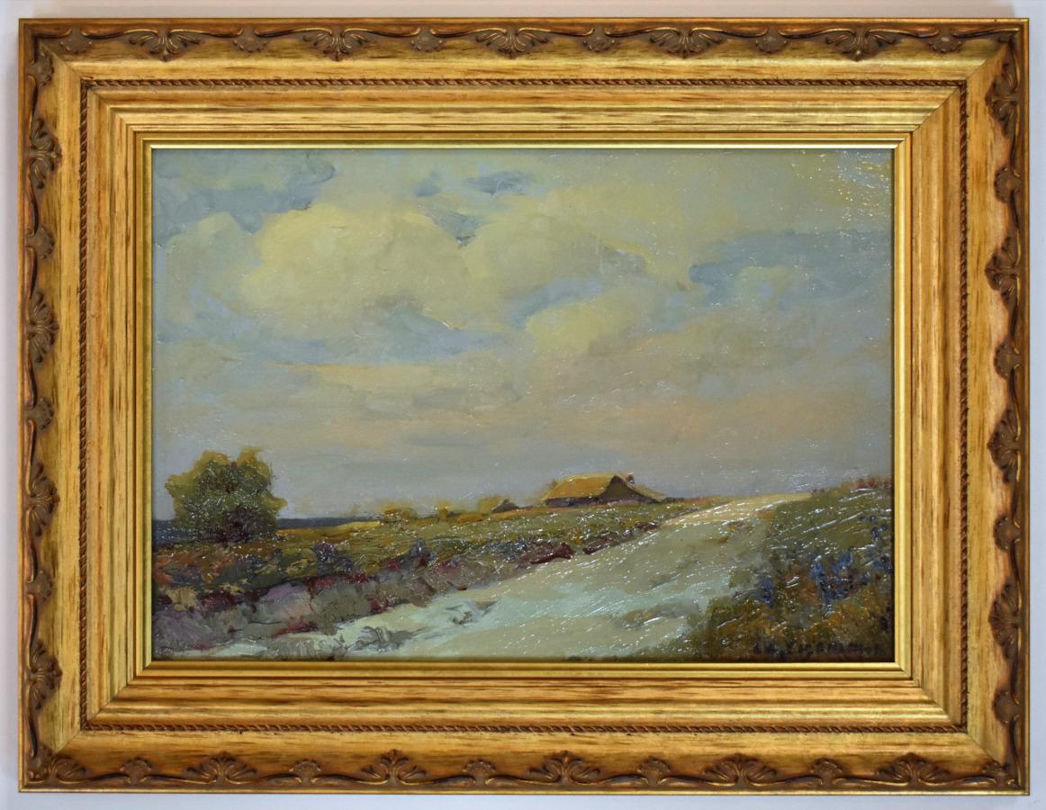 Landscape Painting di E.G. Edward Eisenlohr - "PAESAGGIO TEXANO "VECCHIO SENTIERO DI CASA  CIRCA 194Os IMPASTO PESANTE.