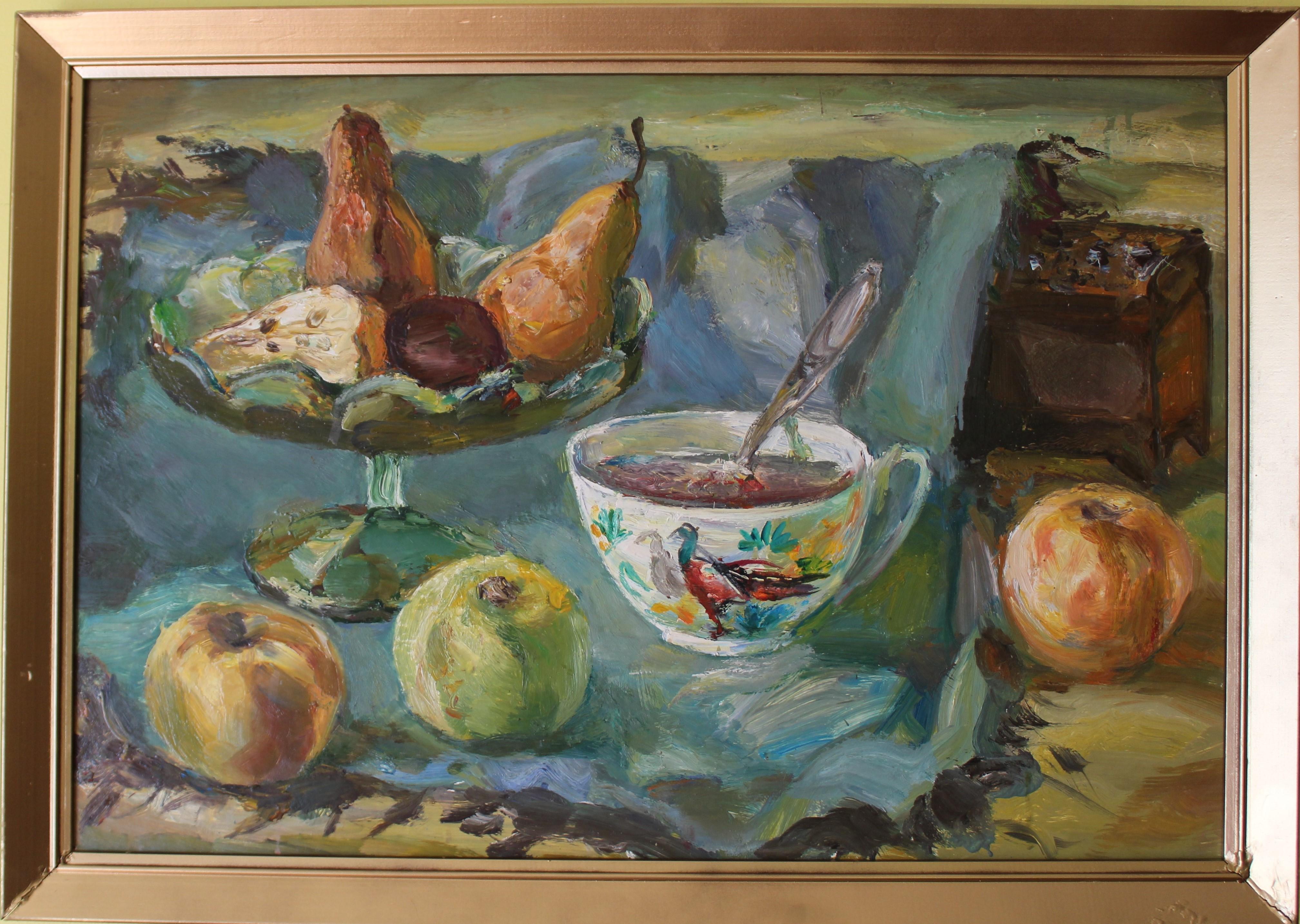 Still-Life Painting E.G. Korobushkin - Peinture à l'huile vintage sur carton de l'artiste Belorusse Korobushkin (1932-2015)