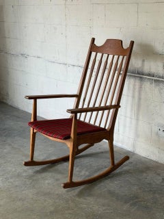 EG Møbler Razorblade Oak Rocking Chair by Henning Kjærnulf Danish Vintage 1960s