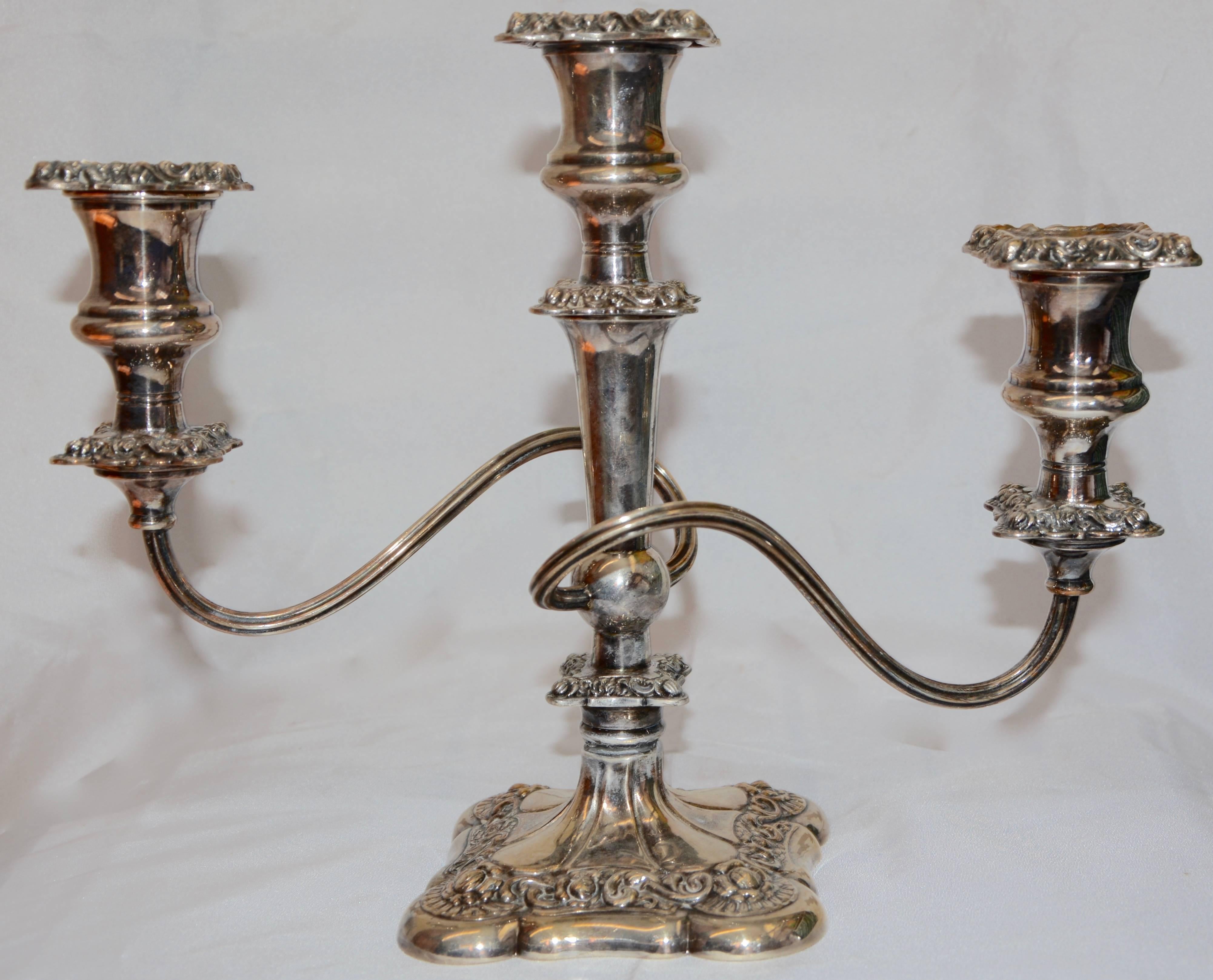 Silver Plate E.G. Webster & Sons International Silver Co. Art Deco Pair of Candelabra For Sale