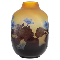 E.Gallé (1846-1904) French Art Nouveau Cameo Glass Vase « Anemones» circa 1900