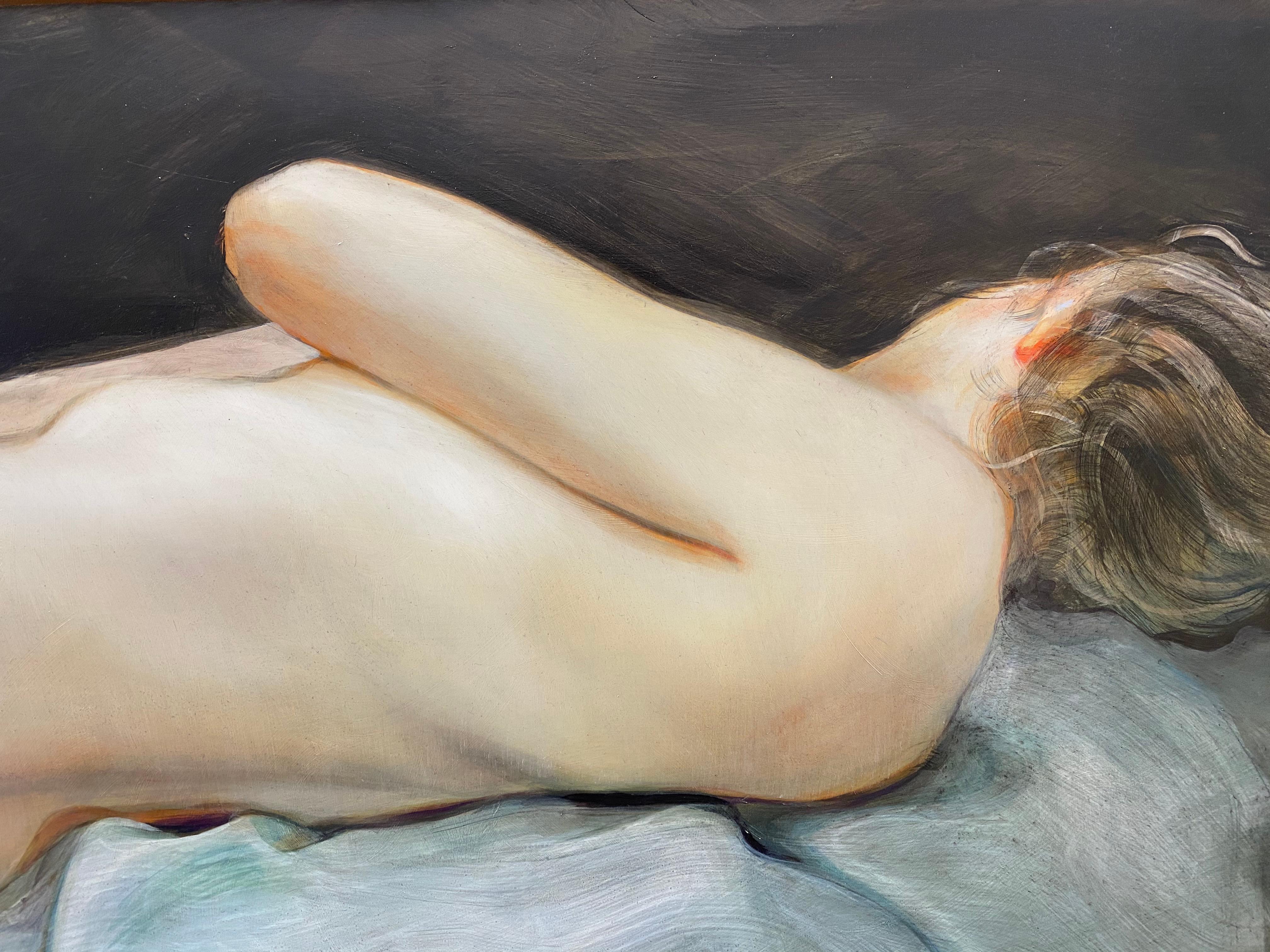 Sdraiata- Pittura contemporanea del 21° secolo di una donna nuda sdraiata - Painting Contemporaneo di Egbert Modderman