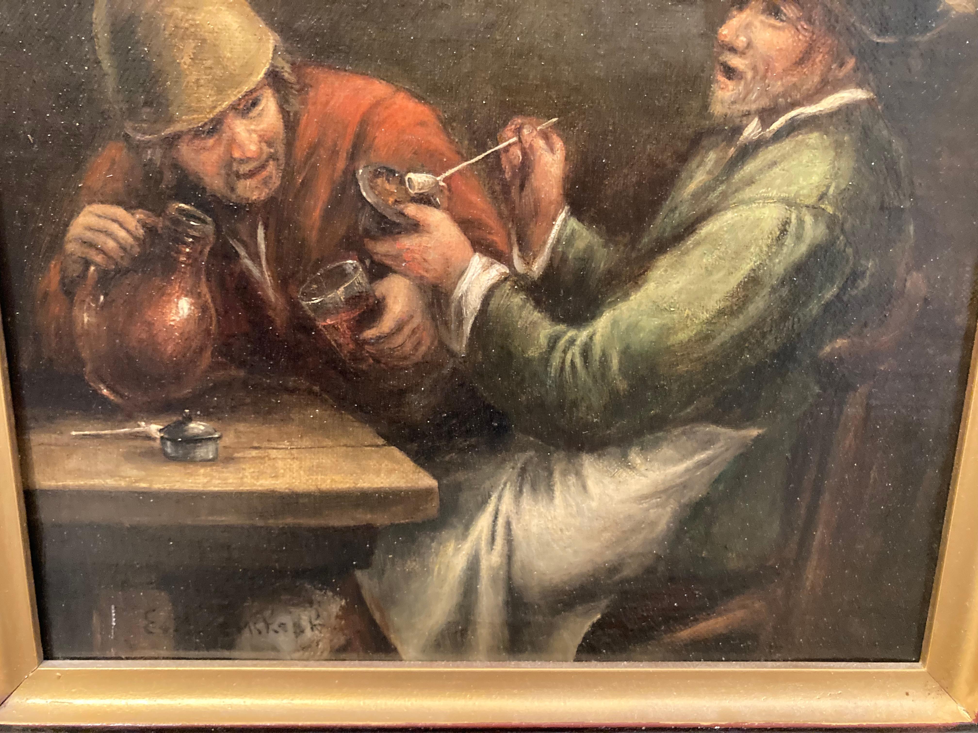 Dopo Heemskerck, Due anziani che sorseggiano in una locanda, Scena di bevuta, Vecchio Maestro in vendita 3