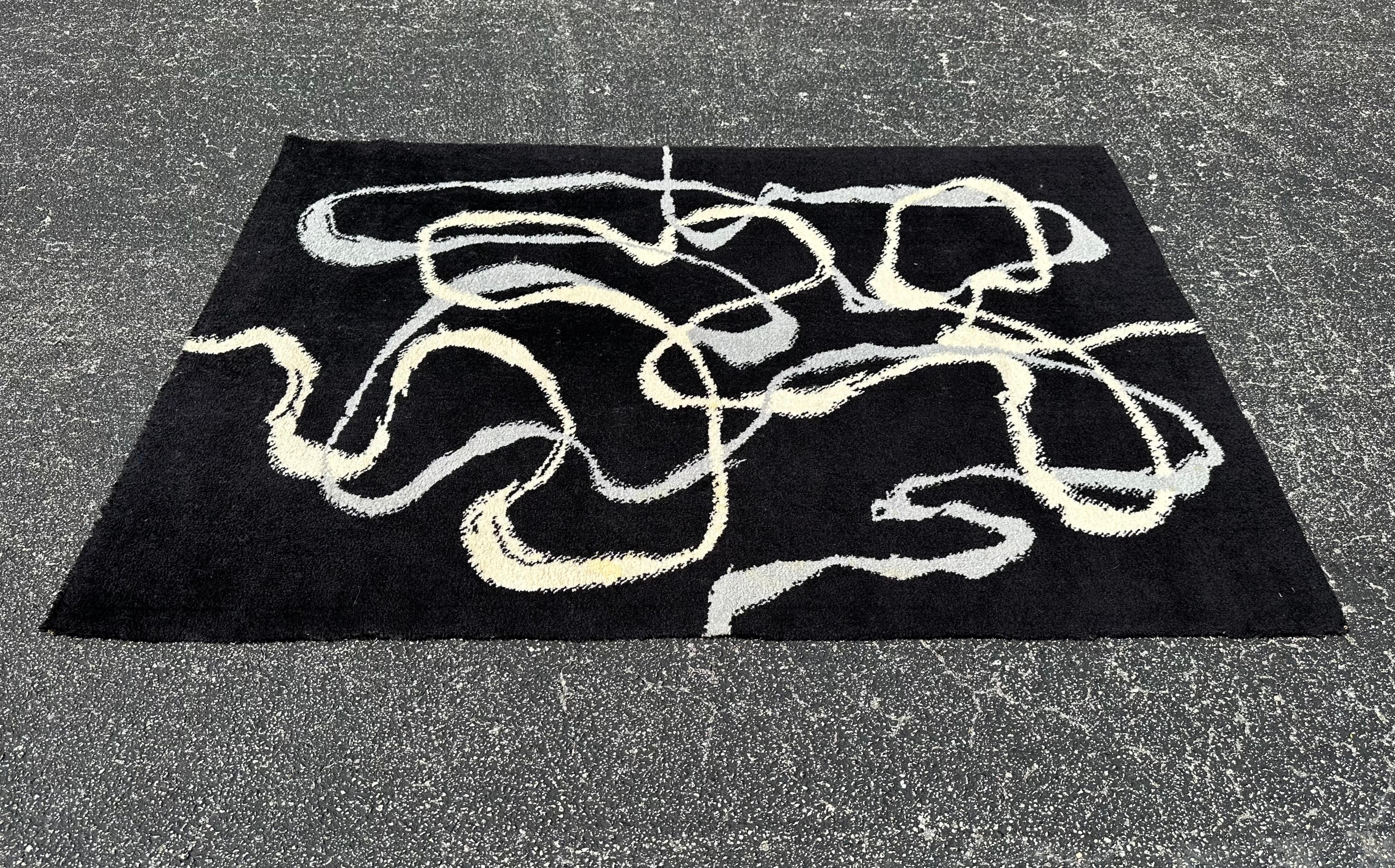 Ege Axminster Rug Abstract Smoke Denmark Mid Century Modern 4.5 x 6.5 Danish In Good Condition For Sale In Lake Worth, FL