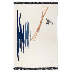 Ege No 1 Contemporary Modern Kilim Rug Wool Handwoven Dune White and Blue