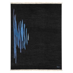 Tapis Kilim Ege No 1 contemporain moderne en laine tissé à la main Midnight and Blue