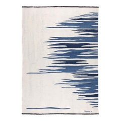 Ege No 2 Contemporary Modern Kilim Rug Wool Handwoven Dune White and Blue