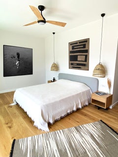 Alfombra Kilim de lana tejida a mano Ege nº 3, Gris terroso contemporáneo y blanco duna