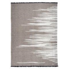 Ege No 3 Modern Kilim Rug, Wool Handwoven Earthy Gray and Dune White in Stock