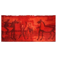 Tapis Ege Rya danois moderne étrusque chevaux et rameurs et tapisserie murale