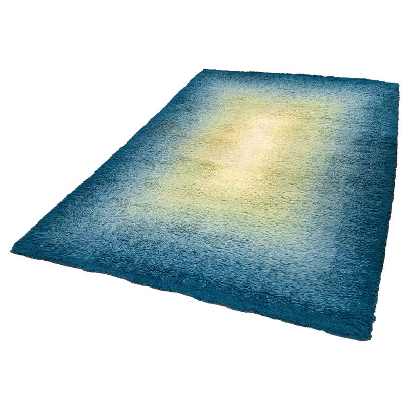 Hojer Eksport Wilton Danish Blue and Purple Abstract Design Mid Century ...