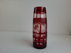 Egermann Art Deco Ruby Cut Overlay Vase, Czechoslovakia, circa 1920