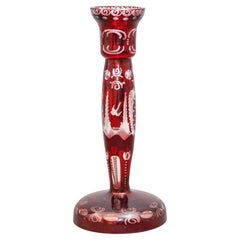 Egermann Bohemian Red Cut to Clear Crystal Glass chandelier des années 1960