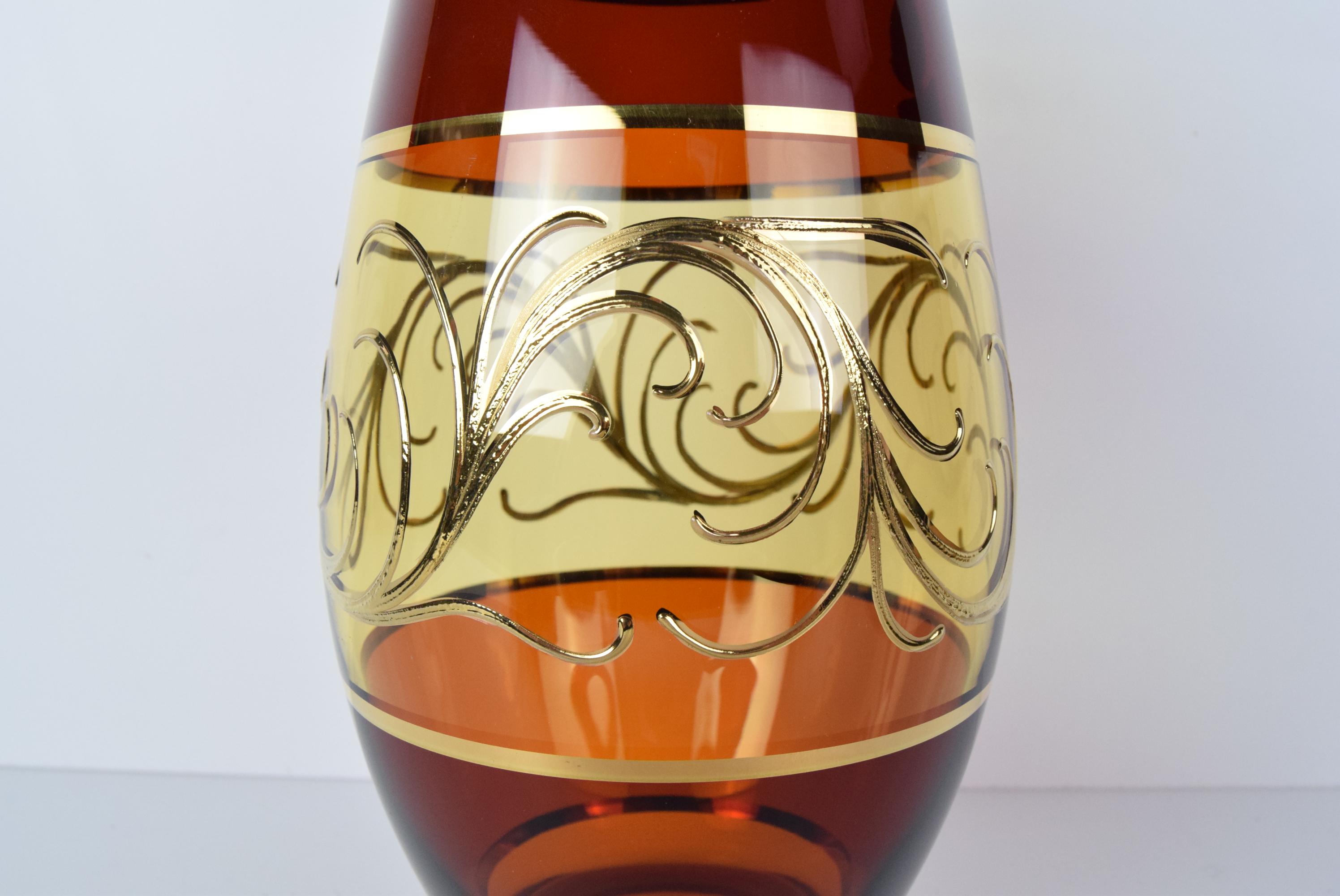 Egermann Czech crystal vase Bohemia Hand painted, Gilded, circa 1980s.  For Sale 1