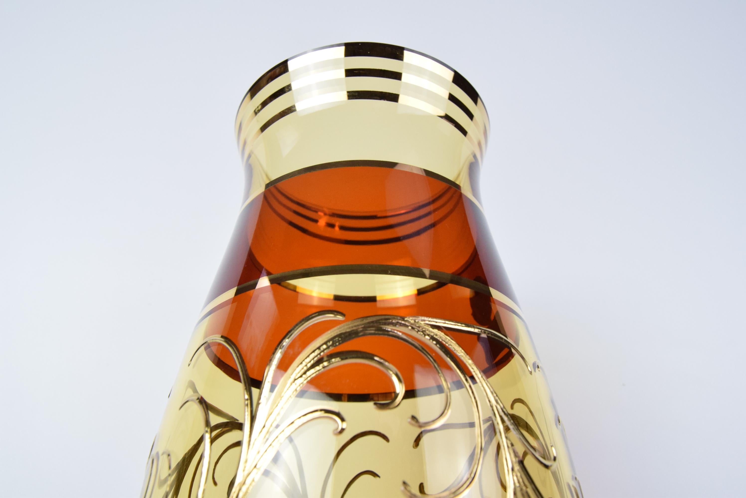 Egermann Czech crystal vase Bohemia Hand painted, Gilded, circa 1980s.  For Sale 3