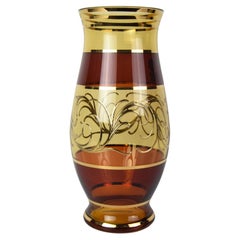 Egermann Vase aus tschechischem Kristall Bohemia Handbemalt, vergoldet, ca. 1980er Jahre. 