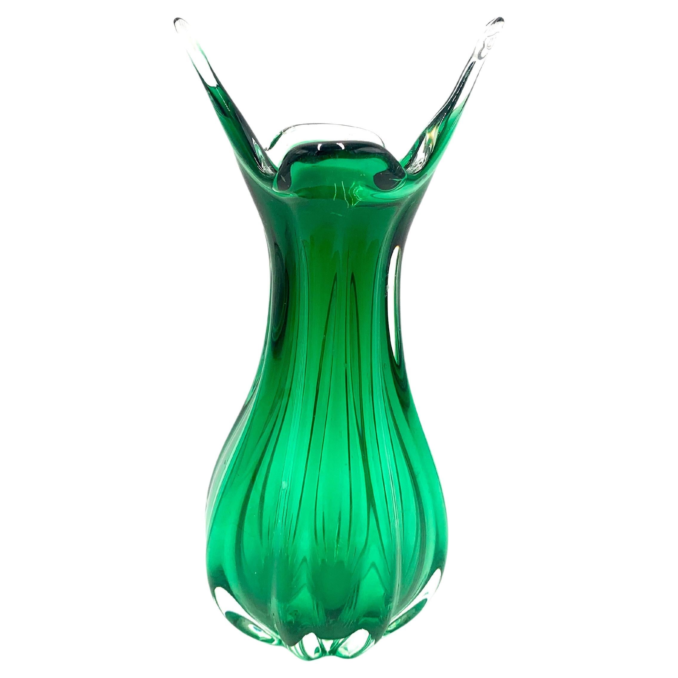 Egermann Green Vase, Czech Republic, 1970s For Sale