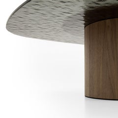 Egg Alto Coffee Table with Canaletto Walnut Base & Top + Glass by Morica Design