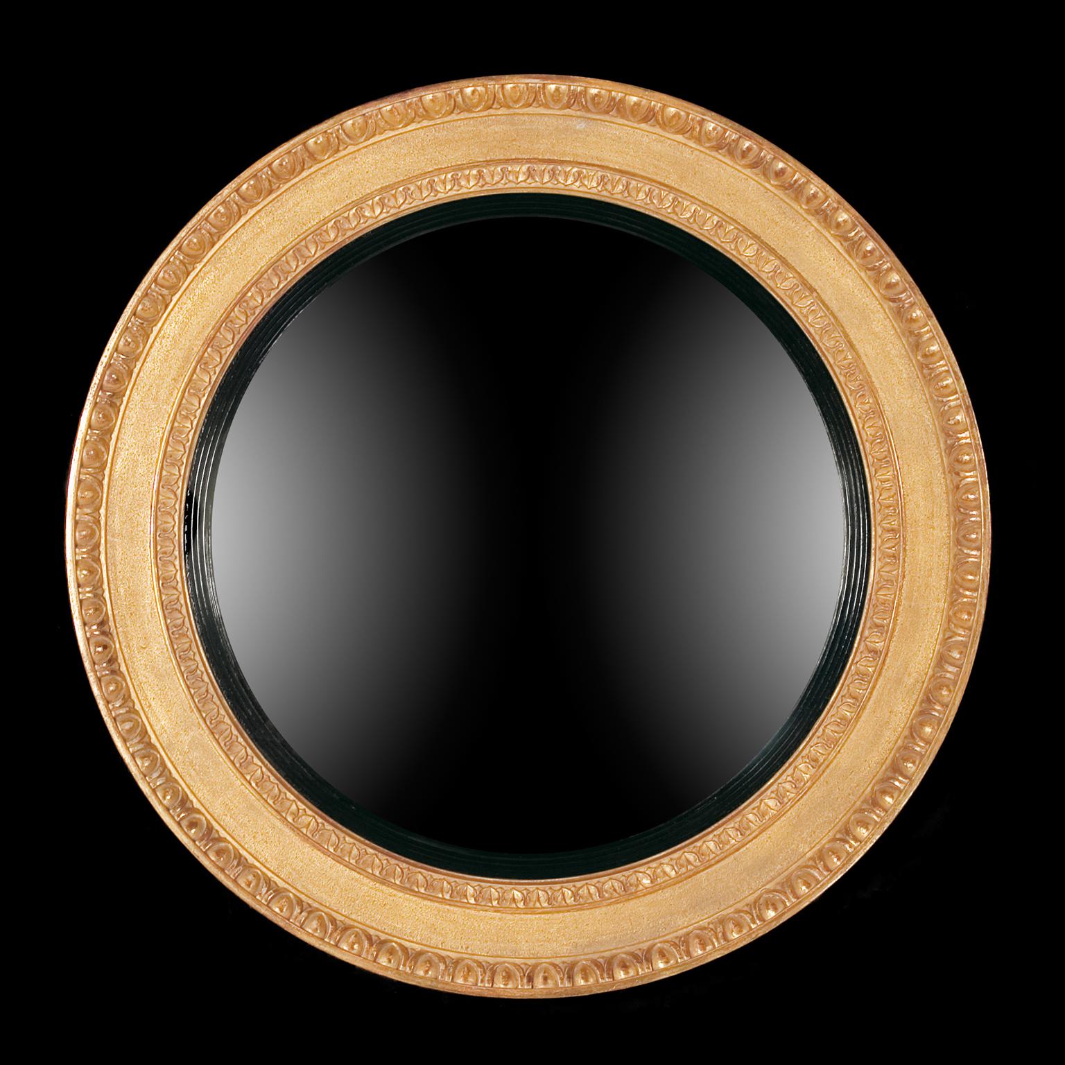 Carved Egg and Dart Convex Mirror in the Regency manner For Sale