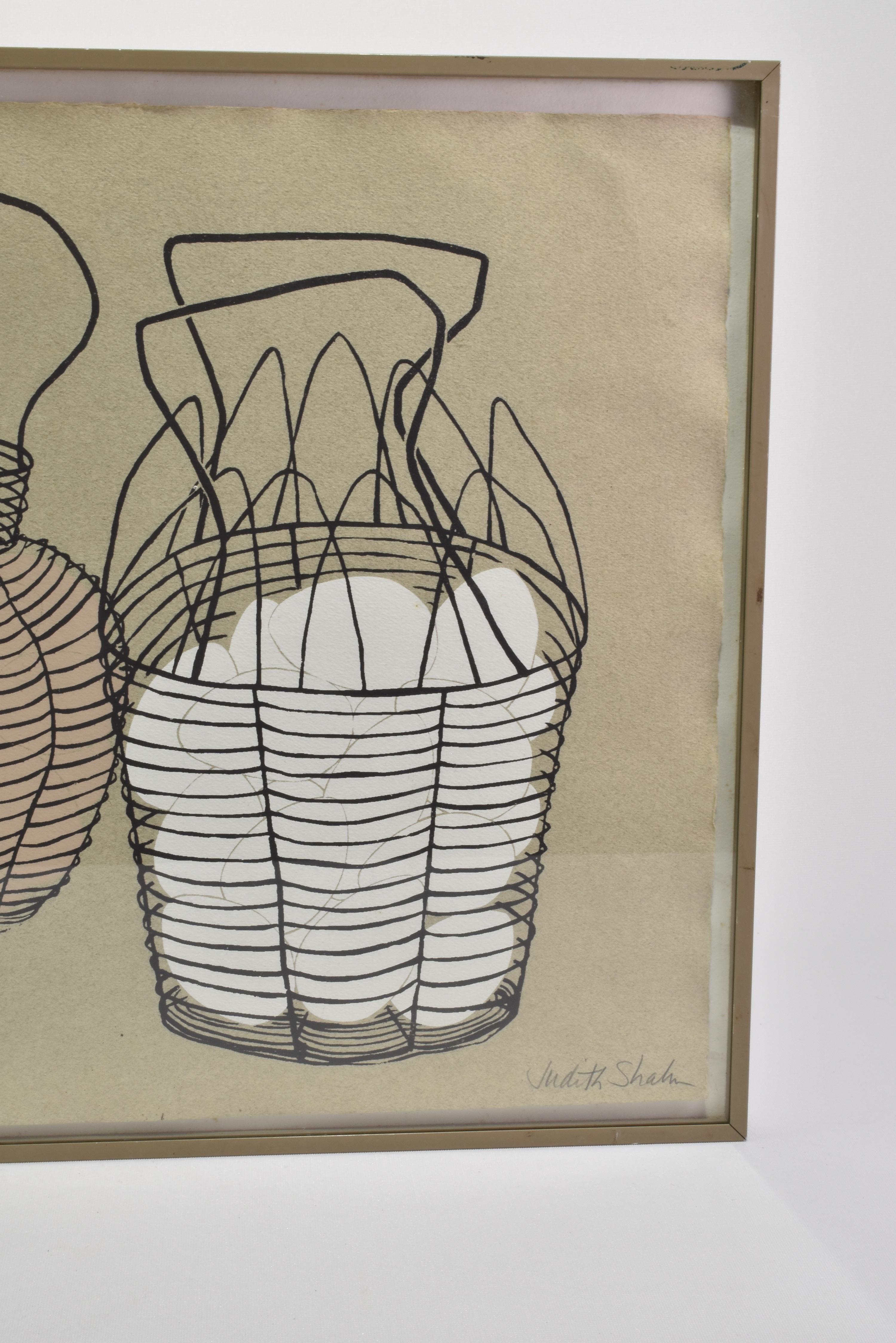 Egg Baskets Serigraph, Framed In Good Condition For Sale In Richmond, VA