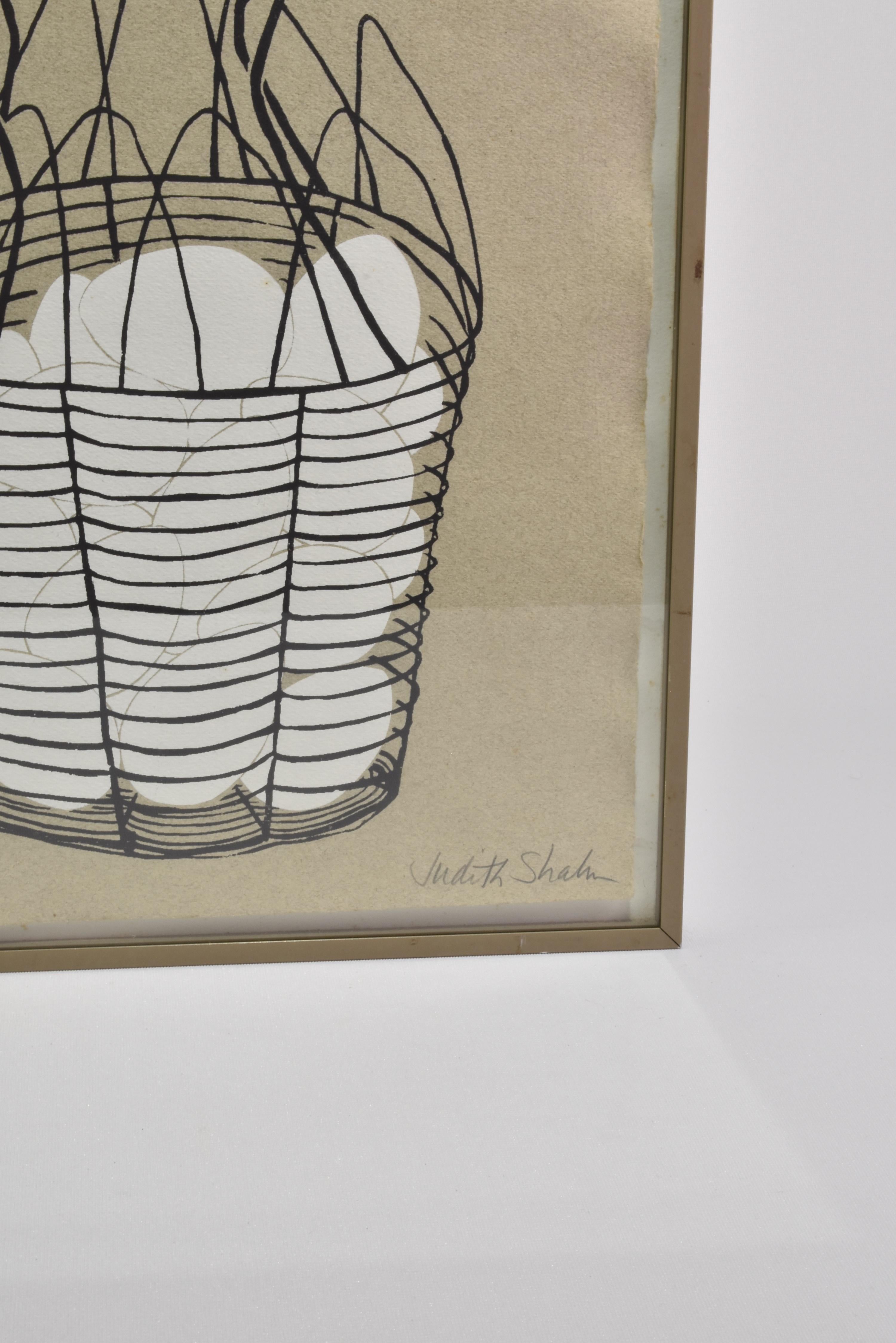 20th Century Egg Baskets Serigraph, Framed For Sale