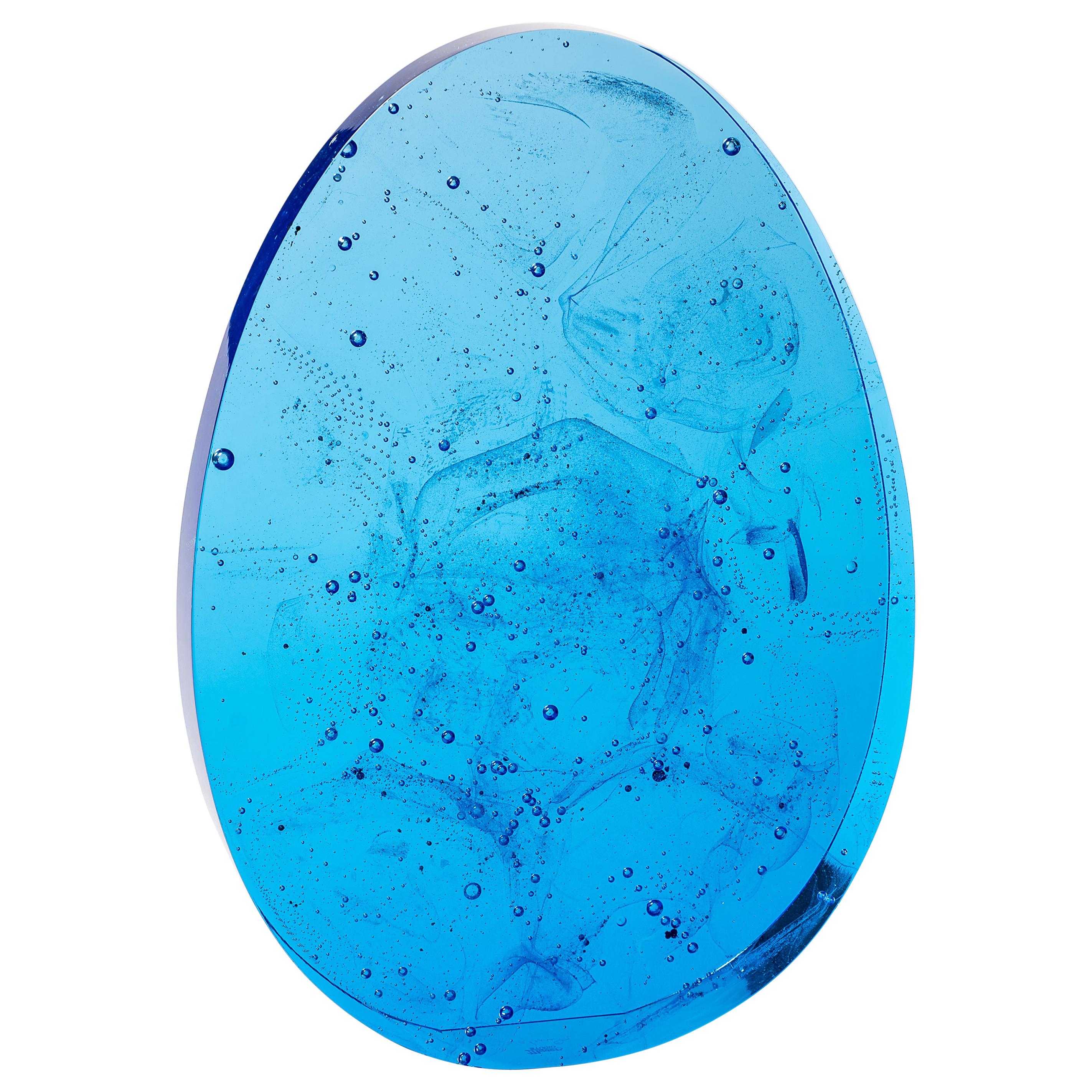Egg Born of Glass Blue 'Aquamarine' For Sale