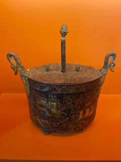 Boîte à œuf en métal laqué avec décor chinois, œuvre française, 19e siècle