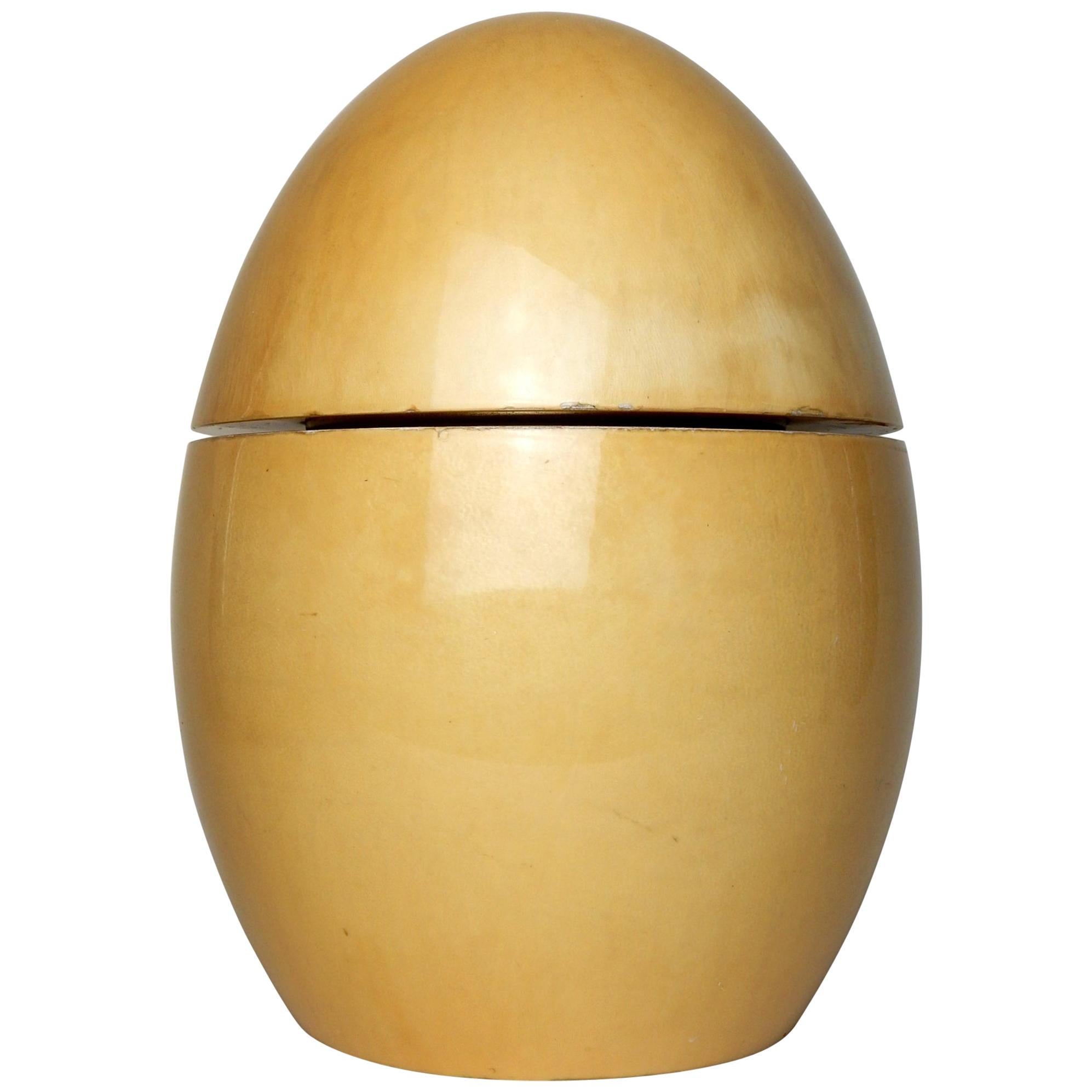 Egg by Aldo Tura, a Large Goatskin Parchment Ice Bucket