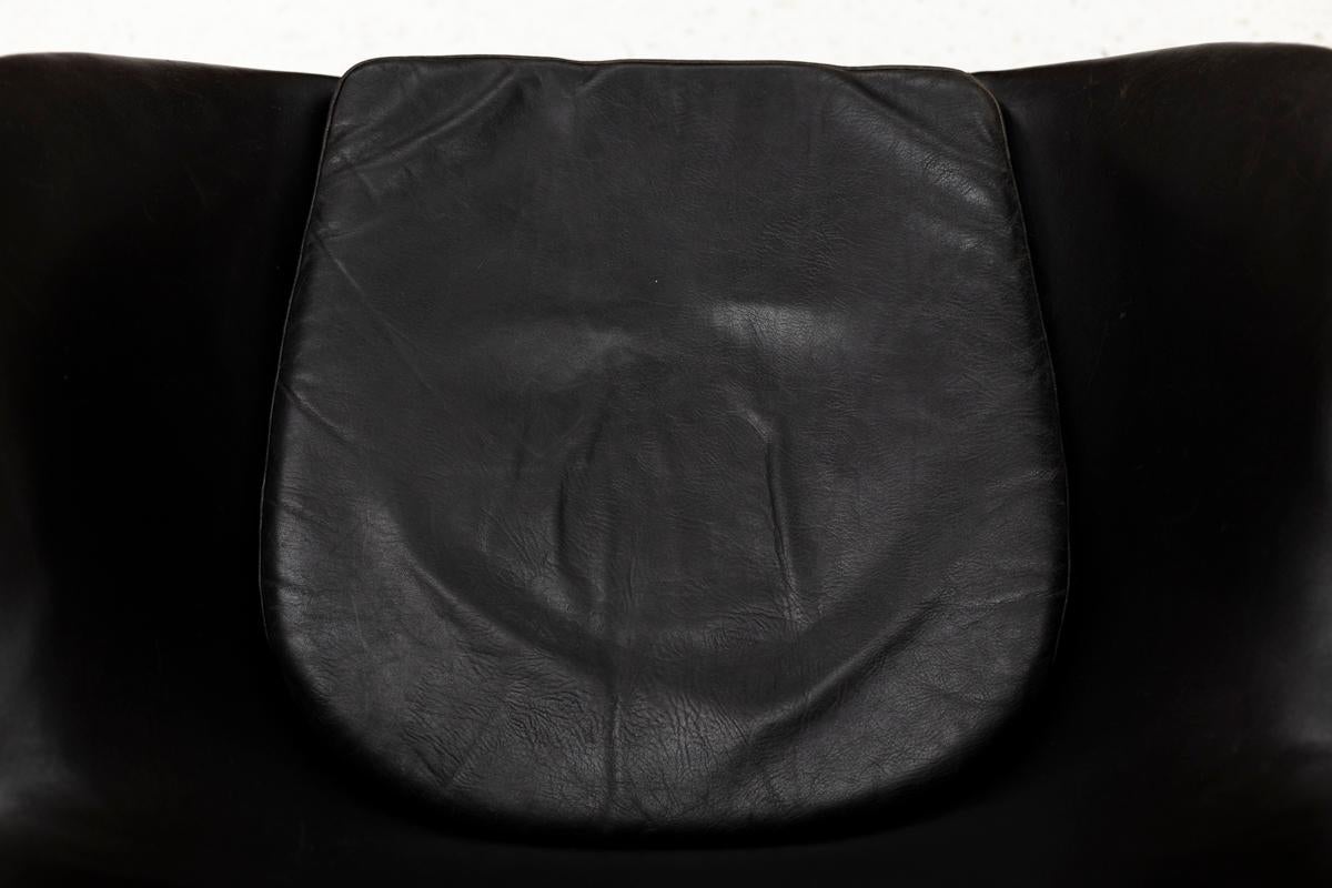 Chaise à oeufs Arne Jacobsen en cuir noir, Danemark, années 1960 9