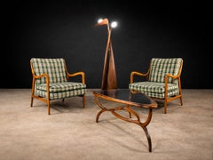 “Egg” Coffee Table in Caviuna Wood & Glass by Giuseppe Scapinelli, Brazil, 1950s