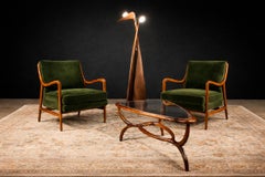 Mesa de centro moderna brasileña en madera dura y cristal, Giuseppe Scapinelli, años 50