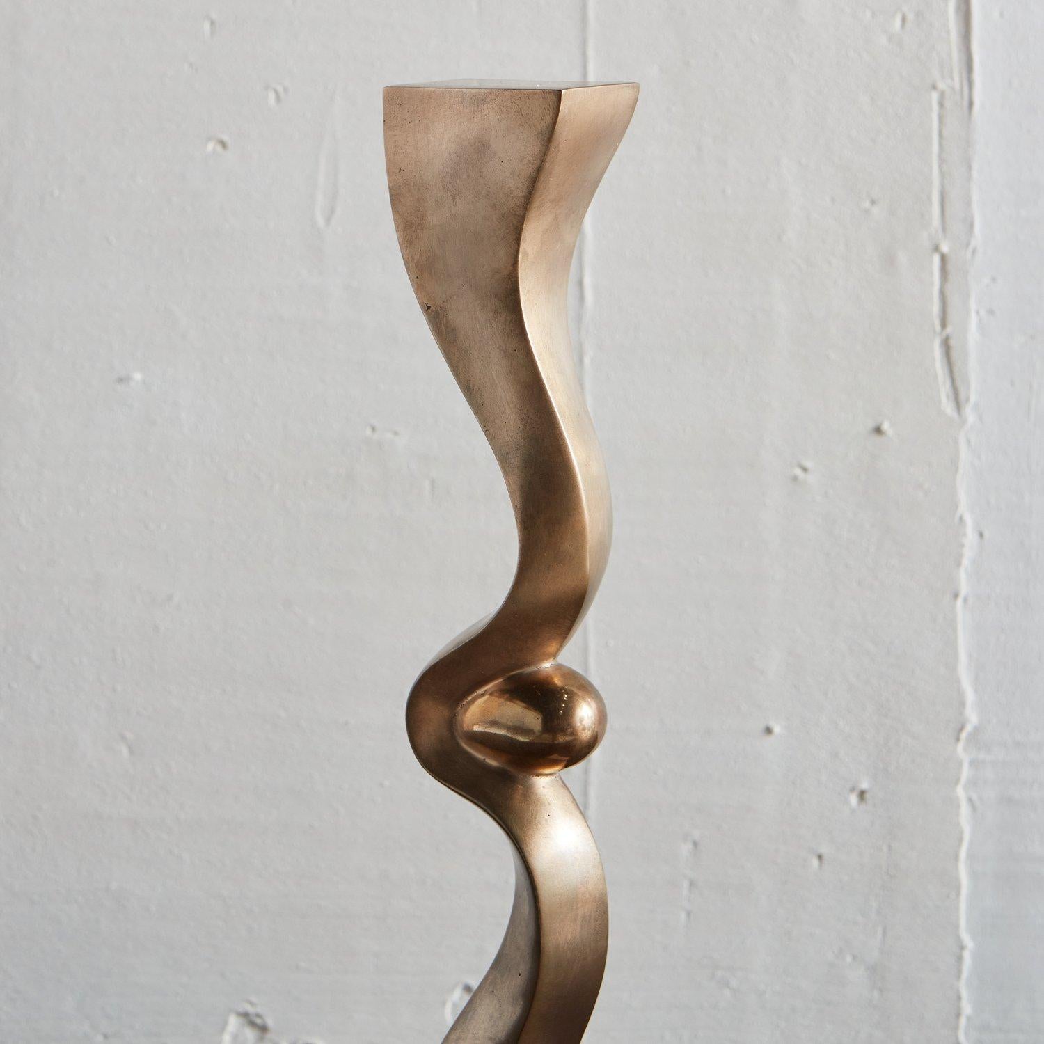 Contemporary Egg Column in Satin Bronze by Karl Geckler