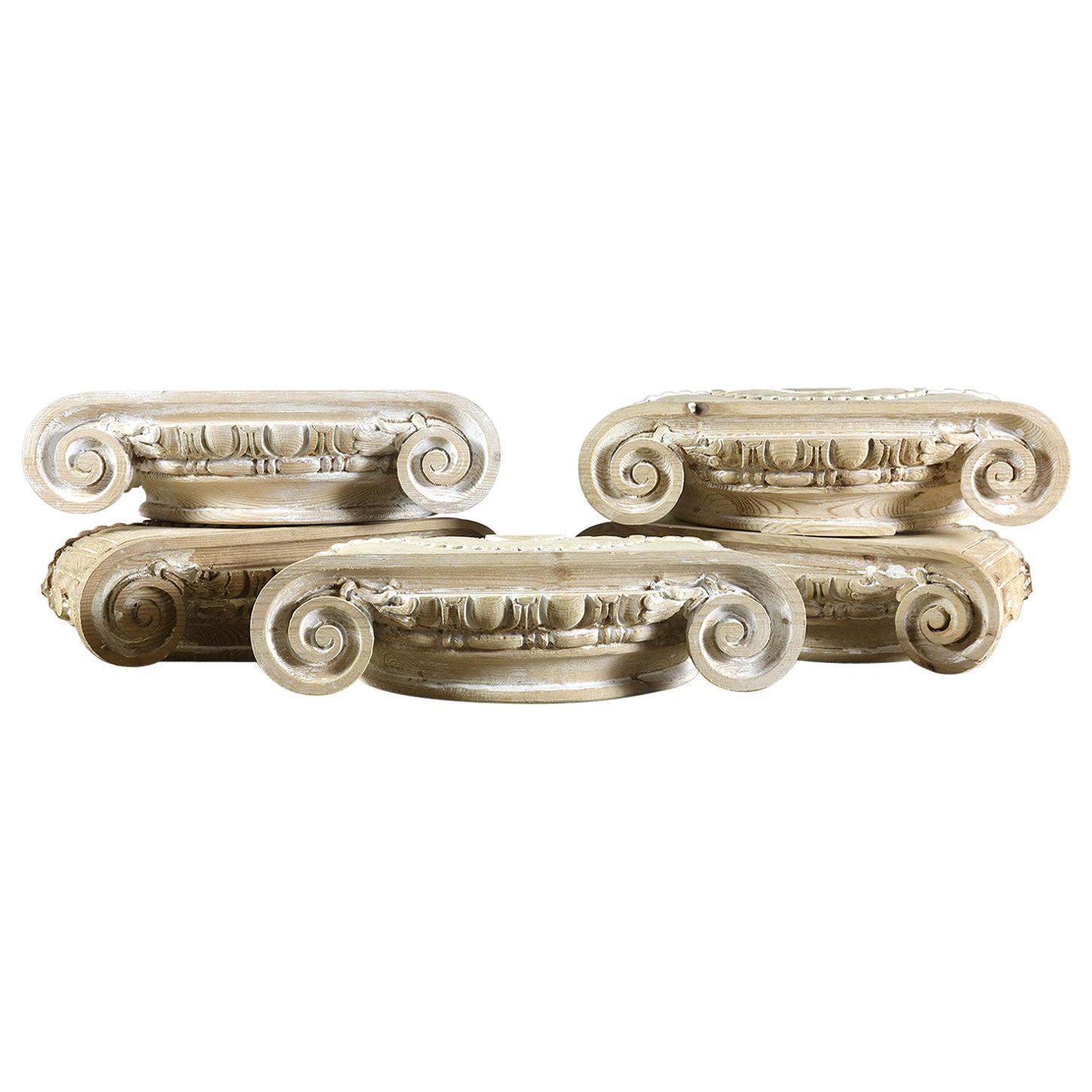 Egg and Dart Beaded Hand Carved Capitals, 20th Century For Sale