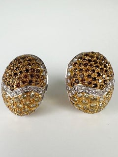 Egg diamond earrings 18KT fancy yellow diamond earrings oval earrings easter