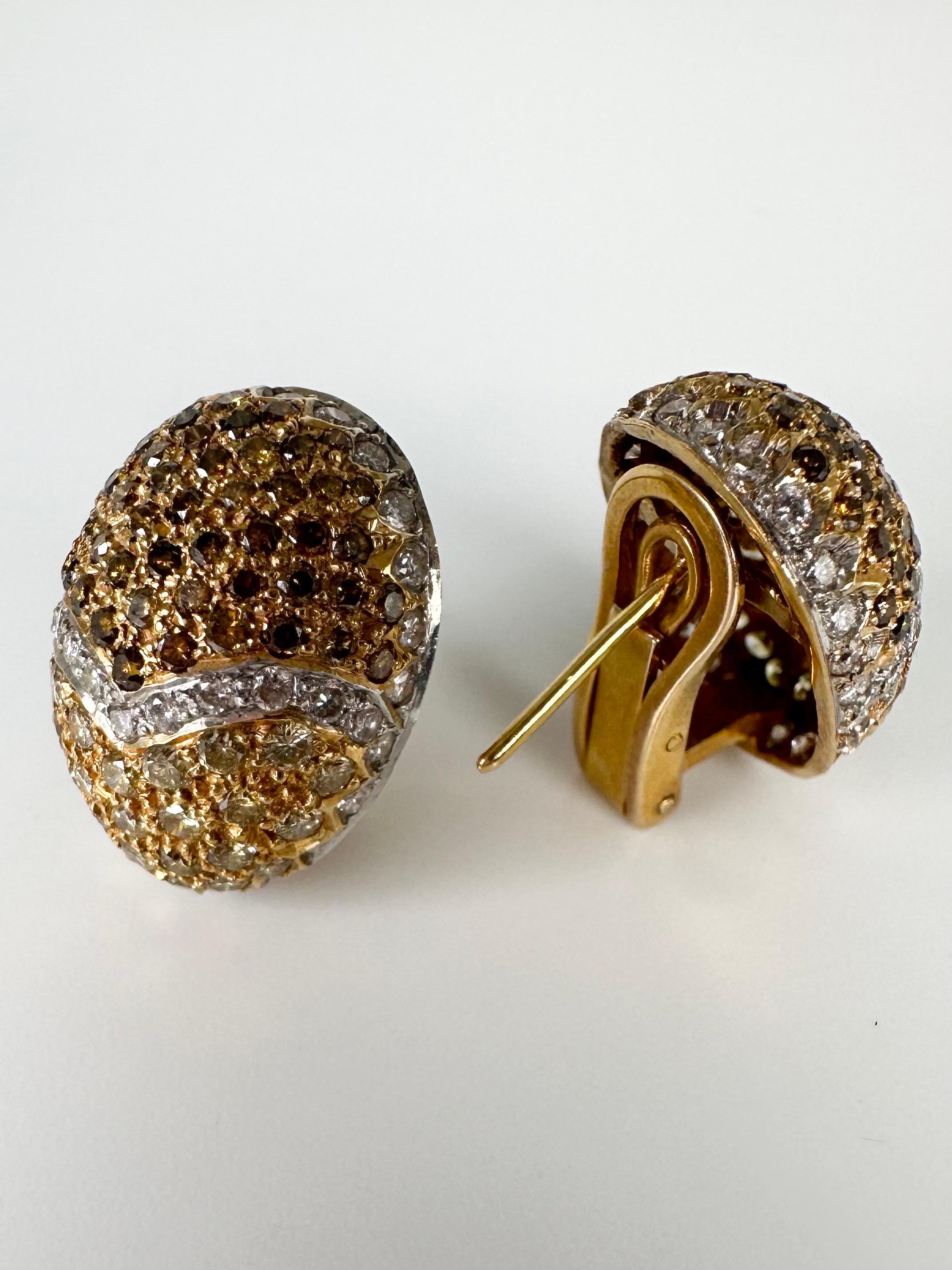Eier-Diamant-Ohrringe 18KT Ausgefallene gelbe Diamant-Ohrringe oval  im Zustand „Neu“ im Angebot in Jupiter, FL