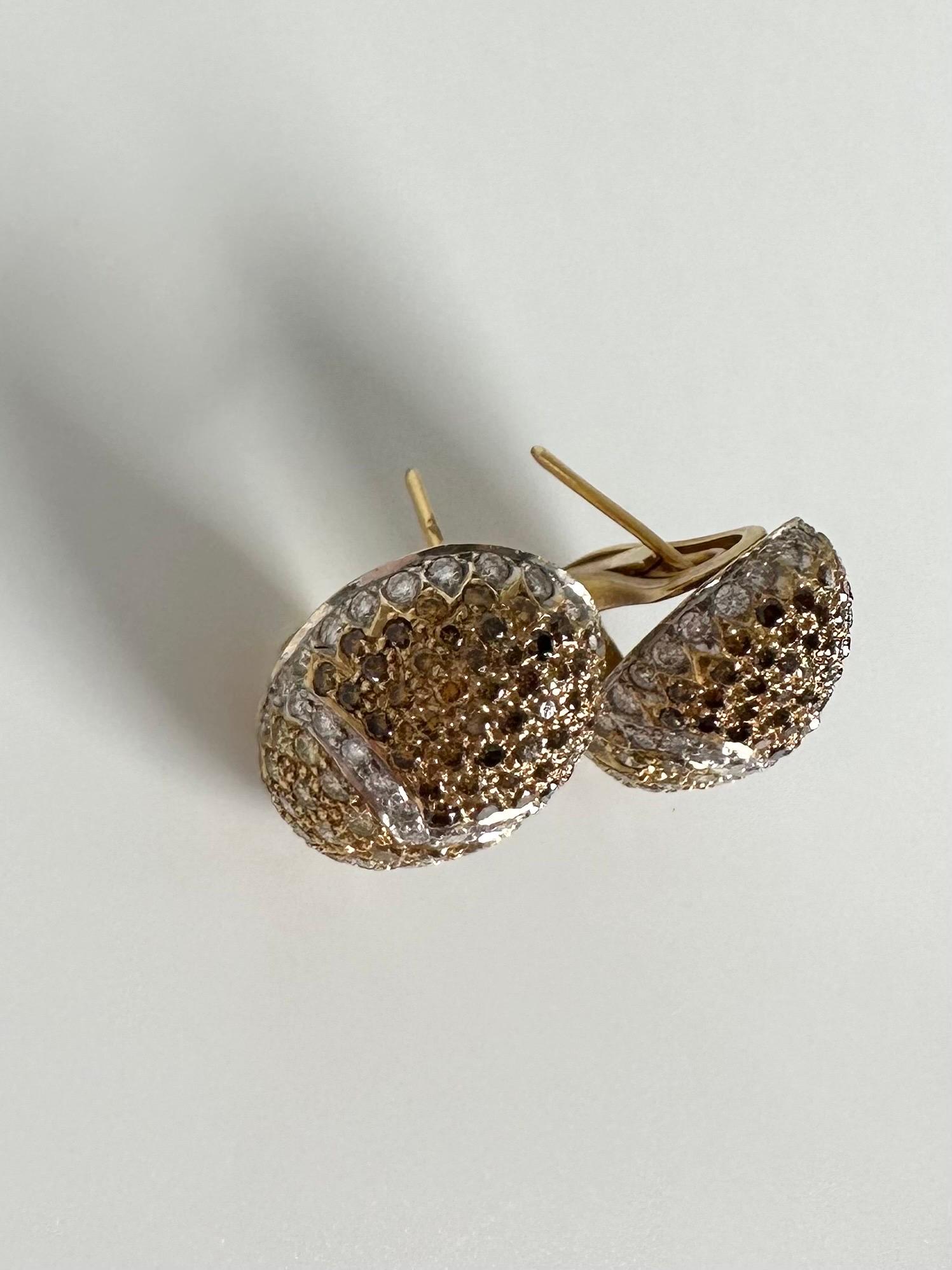 Eier-Diamant-Ohrringe 18KT Ausgefallene gelbe Diamant-Ohrringe oval  für Damen oder Herren im Angebot