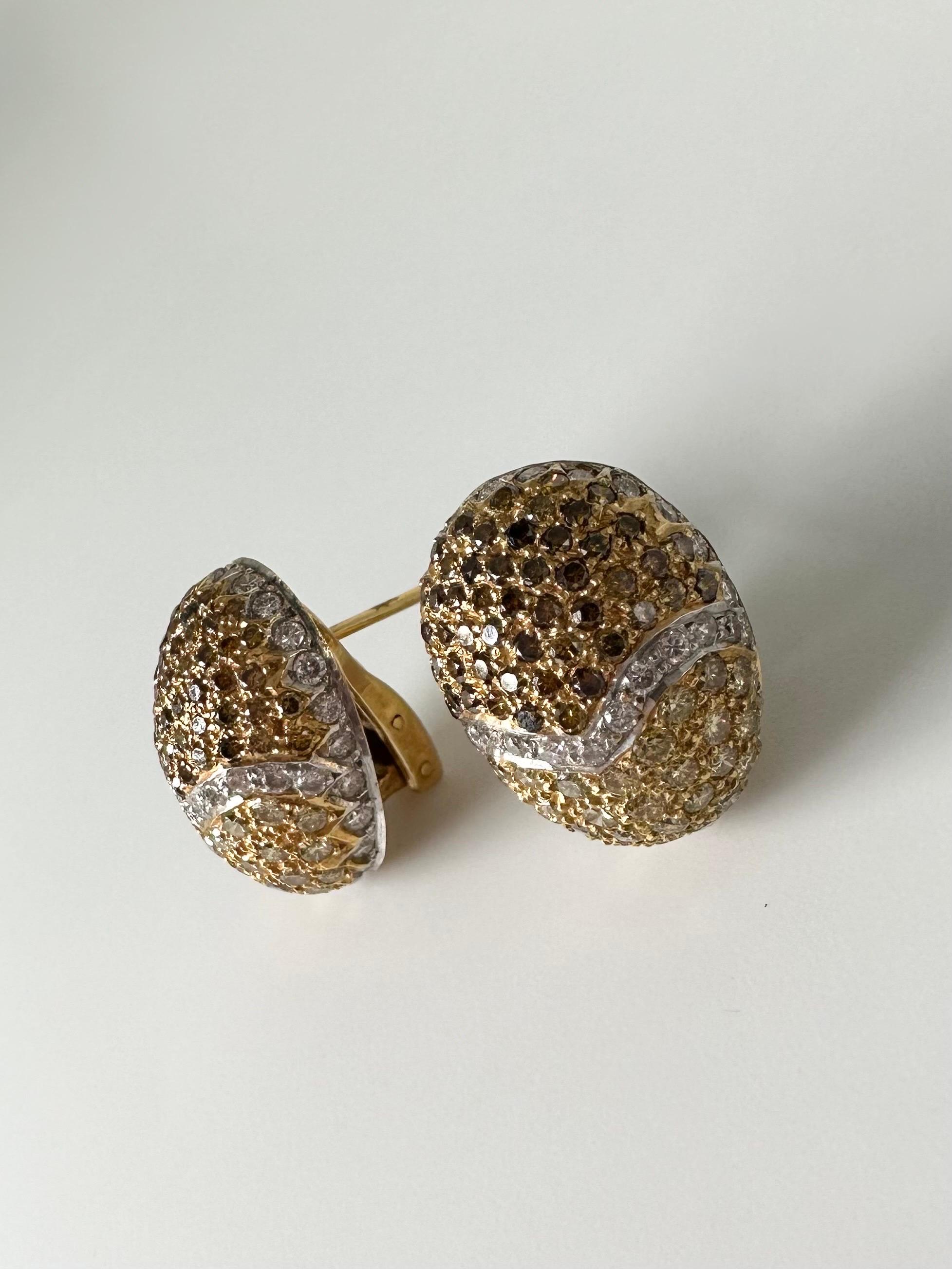 Egg diamond earrings 18KT fancy yellow diamond earrings oval earrings easter  For Sale 1