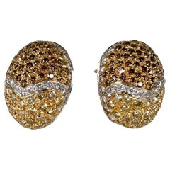 Boucles d'oreilles en diamant œuf 18 carats, boucles d'oreilles ovales en diamant jaune fantaisie 