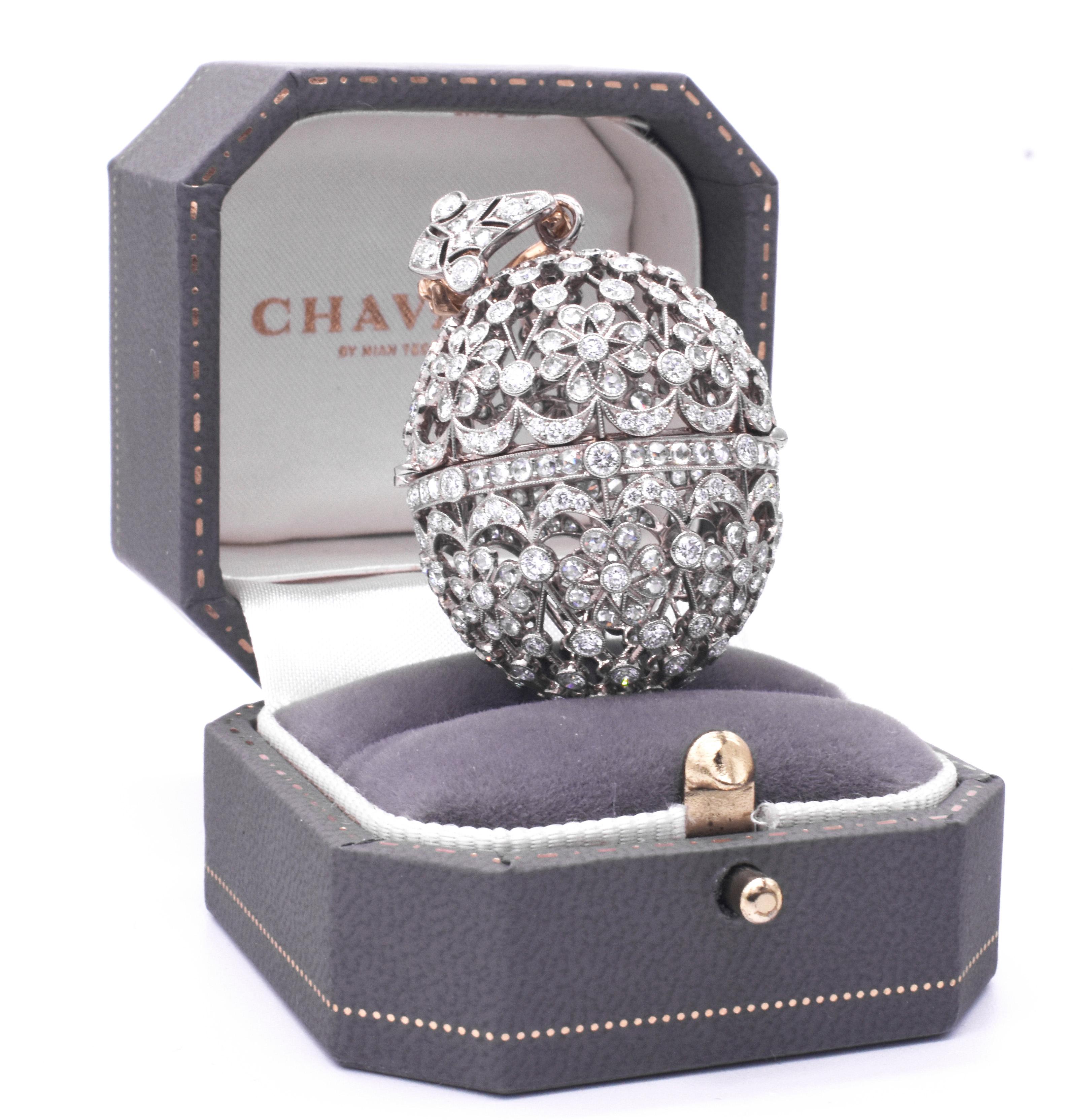 Women's or Men's Egg Diamond Pendant Necklace, Chavana Collection