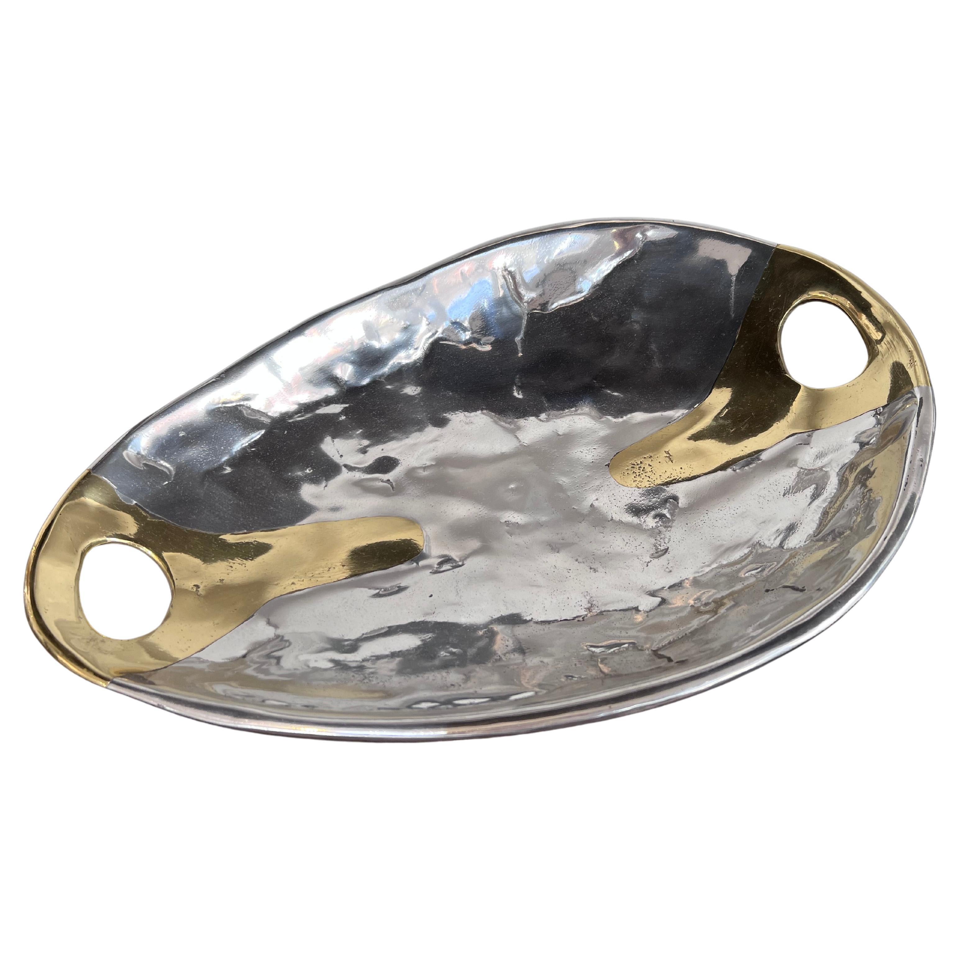 Egg Fruit Bowl A054 Abstract Brass Aluminium Silver and Gold Coloured For Sale