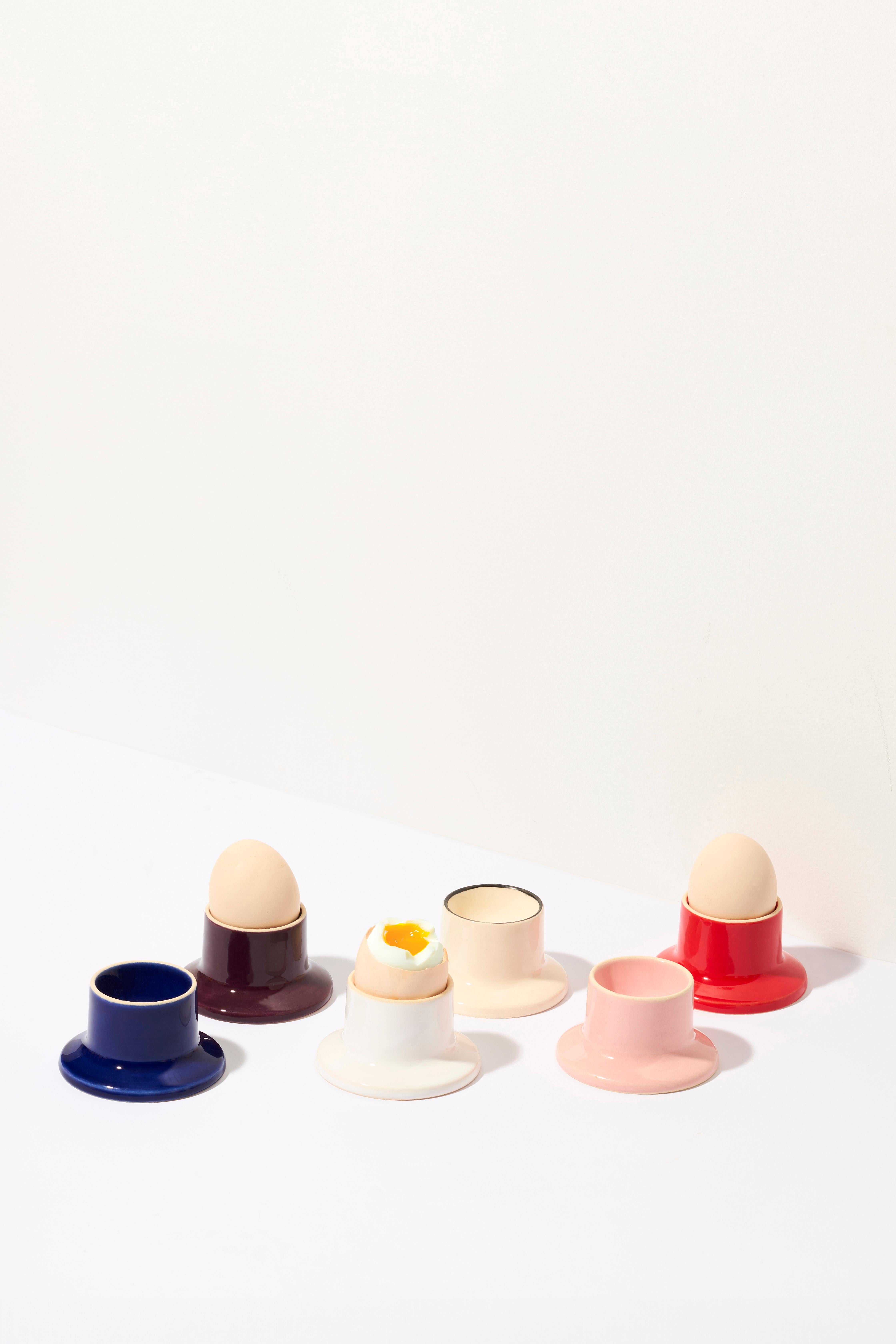 Glazed Egg holder / Candy pink / set of 2 by Malwina Konopacka For Sale