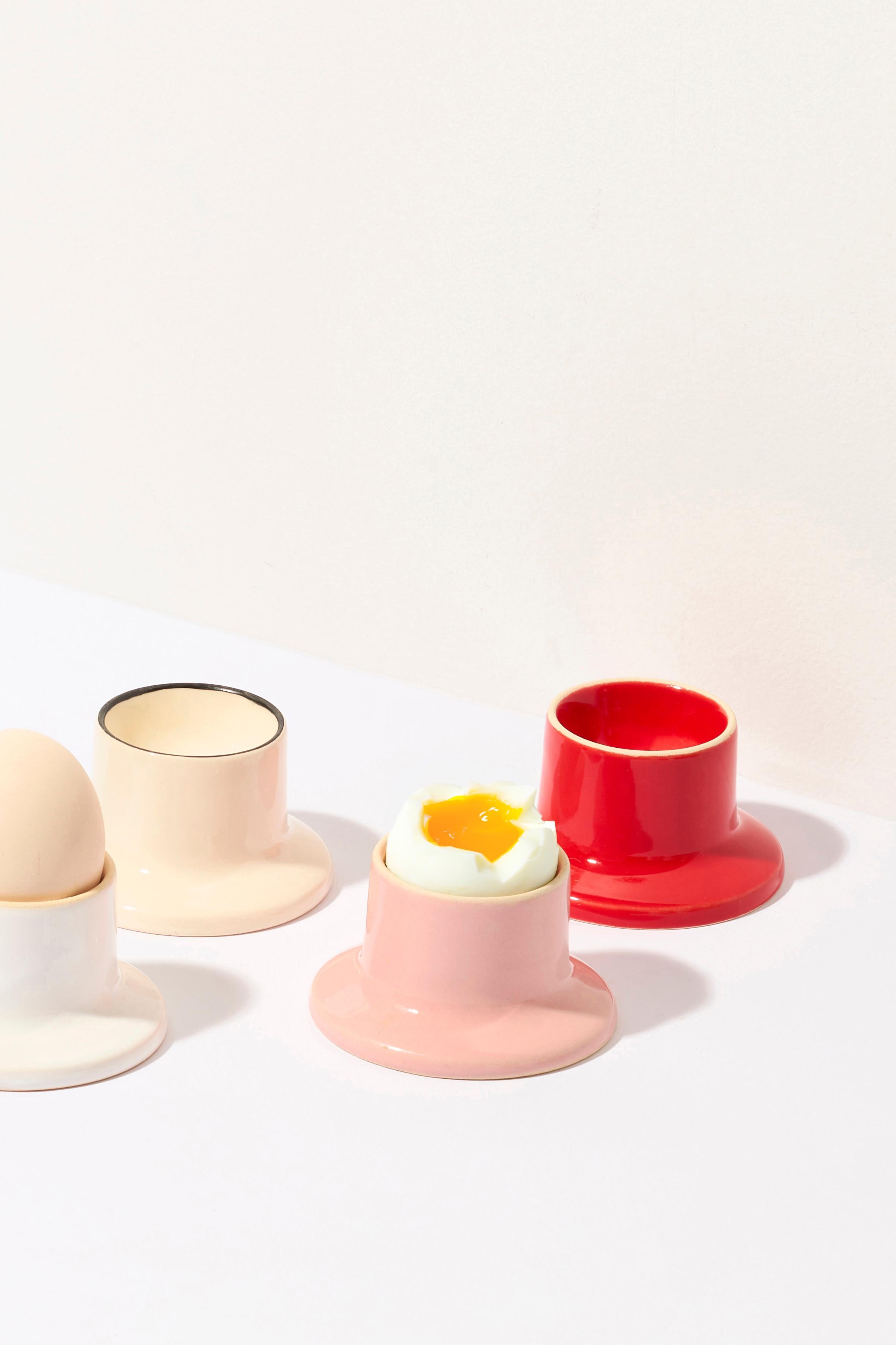 Glazed Egg holder / Red / set of 2 by Malwina Konopacka For Sale