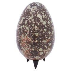 Egg in einer wunderschönen gesprenkelten Glasur, Keramik von Hans Hedberg, Biot, Frankreich